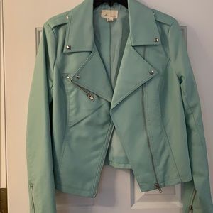 Teal faux leather jacket